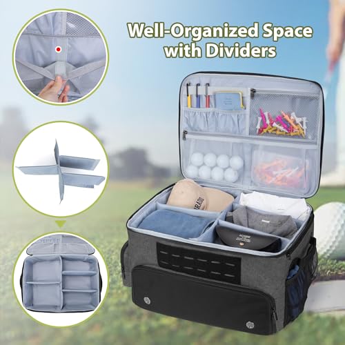GOBUROS Golf Trunk Organizer for Car SUV - Grey, Multi-Function Golf Bag Storage