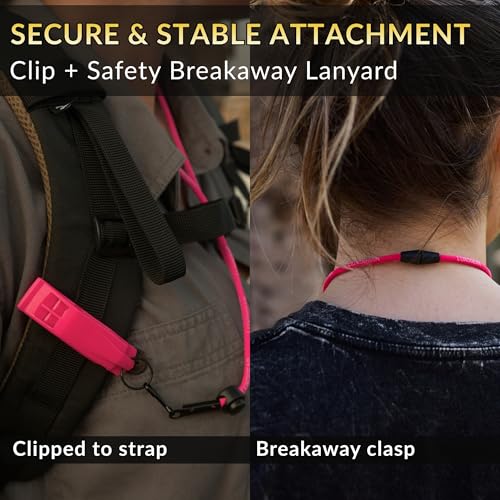 LuxoGear Pink Whistle (2-Pack) 120dB Loud Safety & Emergency with
