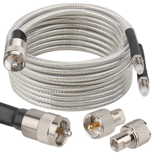MOOKEERF Dual CB Antenna Coax Cable 18FT RG8X Low Loss with PL-259/FME Connectors