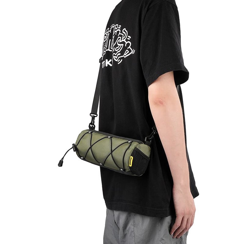 Rhinowalk Bike Handlebar Bag, Bicycle Front Bag Frame Storage Roll Bag Mountain Road Bikes Commuter Shoulder Bag Professional Cycling Accessories-Green