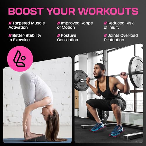 Squat Wedge Block Pair - 17° Heel Elevation, Pink Power
