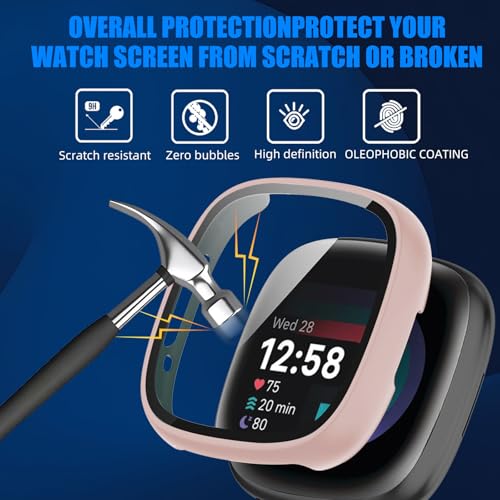 Fitbit Sense 2 / Versa 4 Screen Protector Case - Silver, Pink, Rose Gold