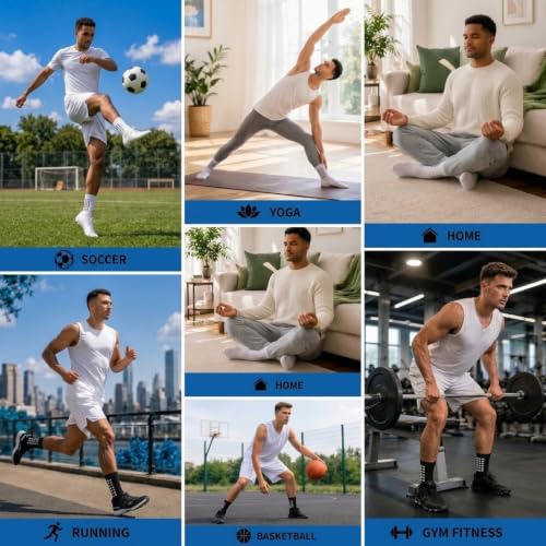 GEDOH Grip Soccer Socks Non-Slip Sports Grippy Socks for Football, Basketball, Yoga, Pilates - Black & White, Pack of 2/4/6