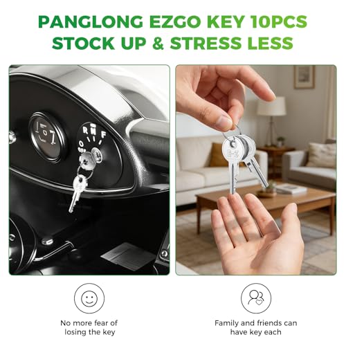 Panglong EZGO Golf Cart Key Bulk Set 10 PCS - OEM 17063-G01, Fits 1981-UP TXT RXV