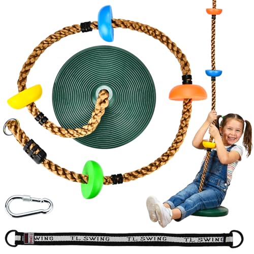 Tree Swing for Kids - 330LB Climbing Rope with Disc - Green