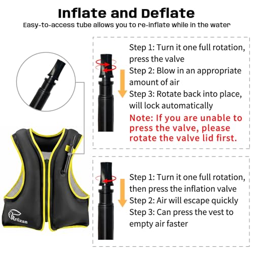 Inflatable Snorkel Vest for Adults | Black - Large-X-Large