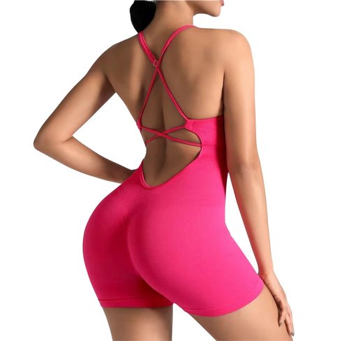 Women’s One-Piece Jumpsuit – Seamless Stretchy Romper Sleeveless Workout Outfit | Fashion Sport Bodysuit for Gym, Yoga & Streetwear (Standard, Pink, small)
