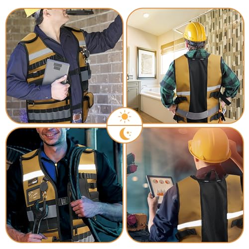 MELOTOUGH Tool Vest Safety Work Vest with Adjustable Straps,Removable Phone Holder for Electrician,Construction,Carpenters