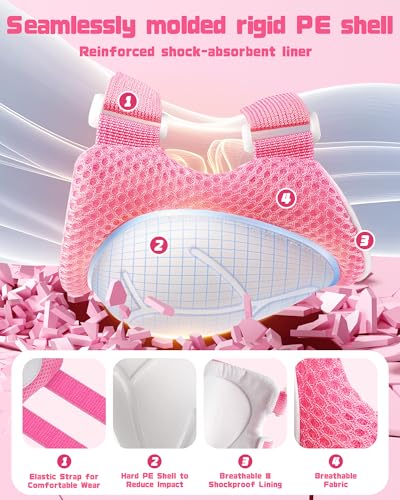 Kids Protective Gear Set - Knee & Elbow Pads with Wrist Guards - Pink