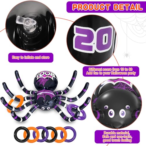 Halloween Ring Toss Games for Kids - 2 Pack Inflatable Spiders Set