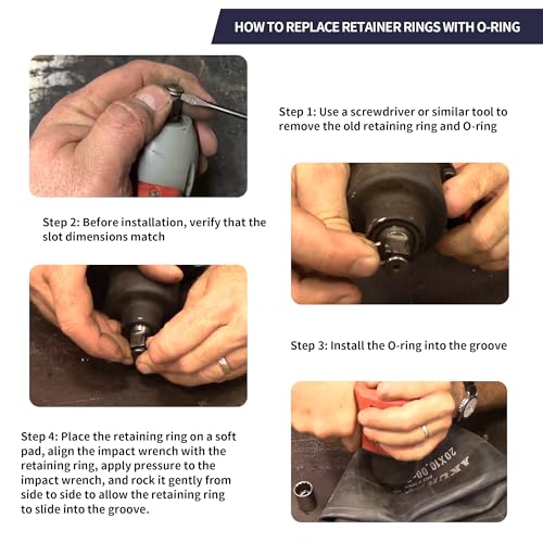10 Packs 1/2" Impact Wrench Socket Retainer Rings with O-ring, Replacement Parts Compatible with IR, Snap-On, Chicago Pneumatic, Florida Pneumatics, and Air Cat Electric and Pneumatic Air Wrench