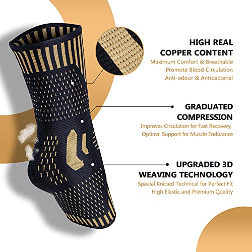 Copper Ankle Brace Support for Pain Relief - X-Large Pack of 2