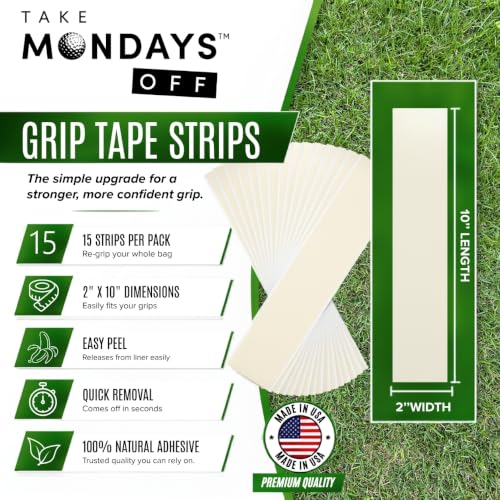 Golf Grip Tape - 2" x 10" Double-Sided Adhesive - 15 Strips