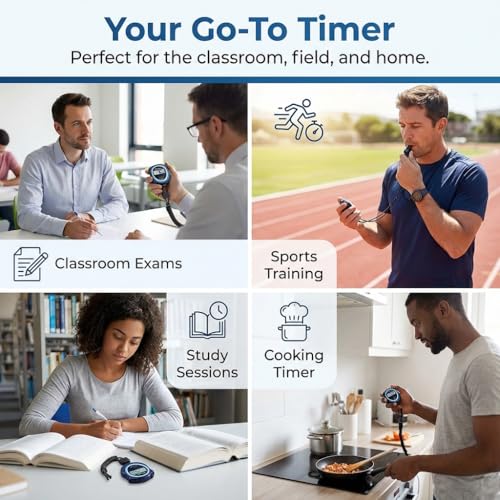 Silent Digital Stopwatch Timer - Large Display for Classroom & Sports
