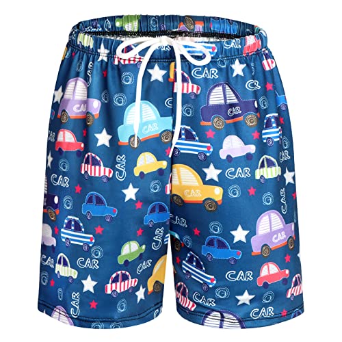 Boys Quick-Dry Swim Trunks - Toddler Board Shorts, Little Car, 7-8 Years