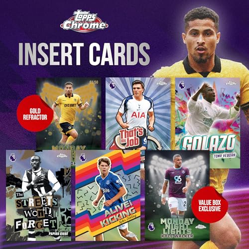 2026 Topps Chrome Premier League Soccer Value Box - 28 Cards