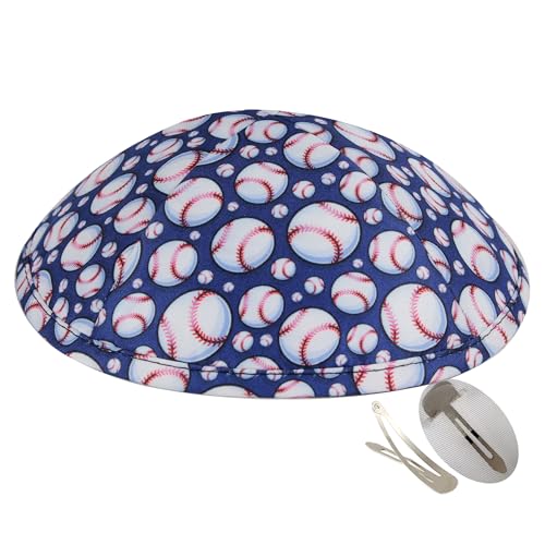 Sports Kippah for Adults & Boys - Blue White Baseball 6" Kippot