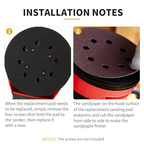 1 Pack 5" 8 Hole Replacement Sander Pad Compatible with Milwaukee 6021-21 6034-21 2648-20 2648-21 Orbital Sander Hook and Loop Replacement Part #51-36-7100 (4 Screw Holes Sander Pads)