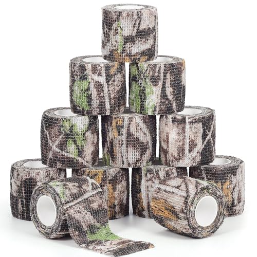 Sagafly Aged Wood Camo Self-Adhesive Camouflage Bandage Wrap - 12 Rolls, 2" x 5 Yards