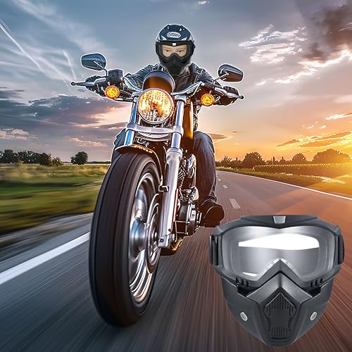 Tactical Full Face Mask with Goggles - Clear, 2 Pack