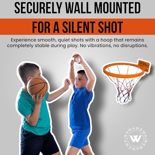 Wall-Mounted Silent Basketball Hoop - 12-Inch Rim for Indoor Use