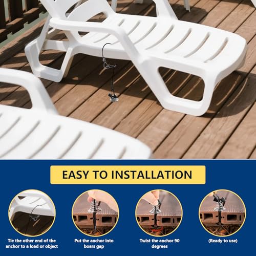 Fishbone Deck Anchor for Furniture - Marine Grade Stainless Steel - Black
