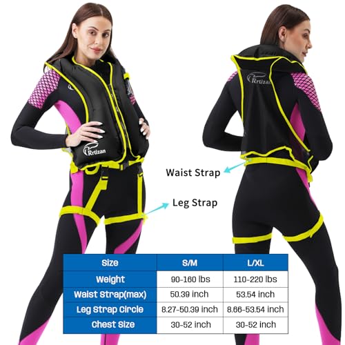Inflatable Snorkel Vest for Adults | Black - Large-X-Large