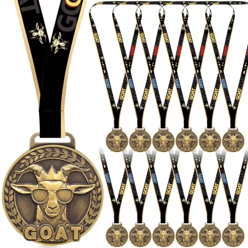 Goat Design Award Medals with Ribbon - 12 Pack Sports Prizes