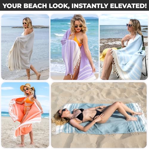 DEMMEX Organic Cotton Turkish Beach & Bath Towel 71x36 Navy Blue