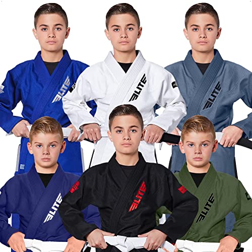 Ultra Light BJJ Gi for Kids - Preshrunk Fabric, Free Belt - Black
