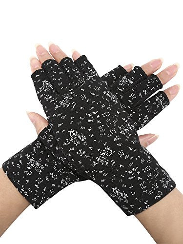 Women’s UV Protection Fingerless Gloves - Black Mitten for Cycling