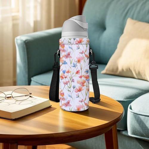Insulated Neoprene Water Bottle Carrier Bag with Shoulder Strap - 1000ml