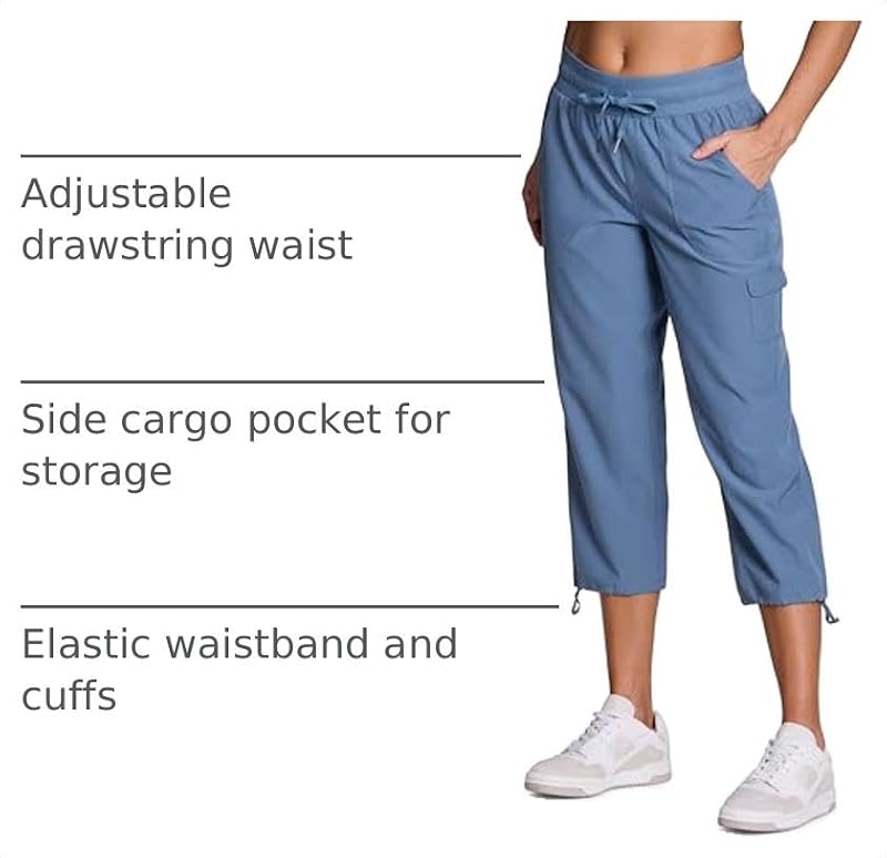 RBX Active Women's Cargo Capri Pants with Pockets - Small Moonlight Blue