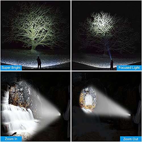 USB Rechargeable Flashlight, LED Magnetic Flashlights Super Bright Tactical Flashlights with Cob Sidelight Waterproof Zoomable 6 Modes USB Rechargeable for Camping Emergency