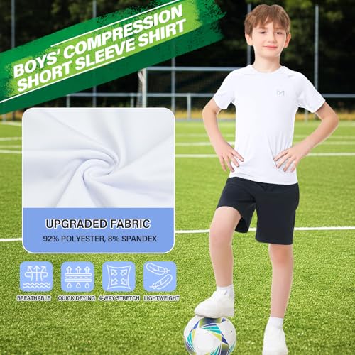 Boys Long Sleeve Compression Shirt - Quick Dry Athletic Base Layer
