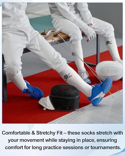 Knee High Fencing Socks - 3 Pairs for Men, Cotton Protective Gear