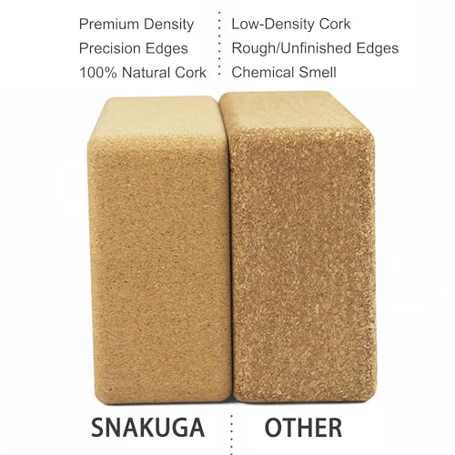 Cork Yoga Block 2 Pack - Non-Slip 9"x6"x4" for Pilates & Fitness