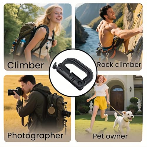 Tactical D-Ring Carabiner Set - 10-Pack Lightweight MOLLE Gear Clips