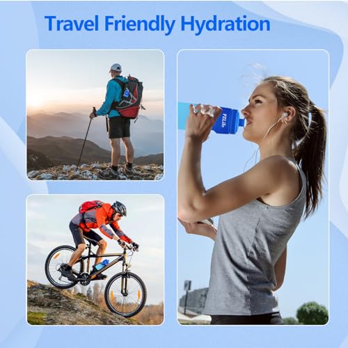 24oz Blue Bike Water Bottle - Leak Proof & BPA Free Squeeze Bottle