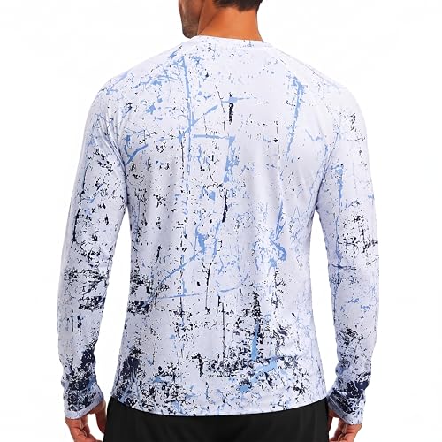 WELIGU Men's UPF 50+ Rash Guard Long Sleeve Swim Shirt XX-Large / L-a-white
