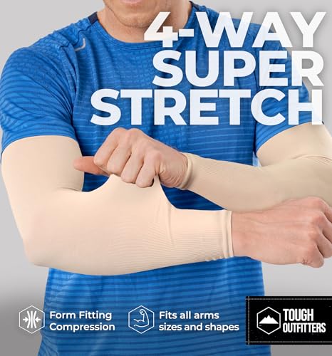 Sun Protection Compression Arm Sleeves - 1 Pair Beige
