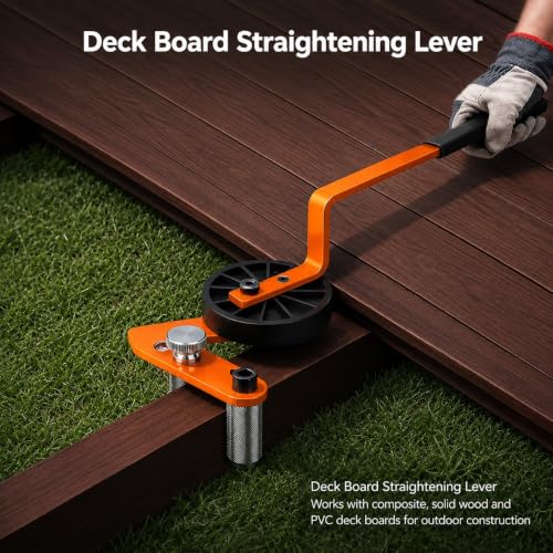 Heavy-Duty Deck Board Straightening Tool - Carbon Steel Deck Lever for Composite & Wood Decks