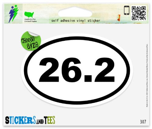 26.2 Oval Marathon Run Vinyl Car Sticker - Small 3" x 2"
