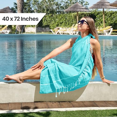 Aqua Utopia Towels Pack of 2 Oversized Turkish Beach Towels 40x72 Inches