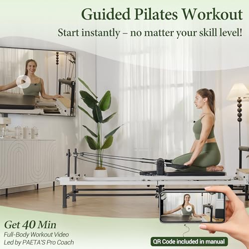 86" Foldable Pilates Reformer Machine - Adjustable Heights, Black