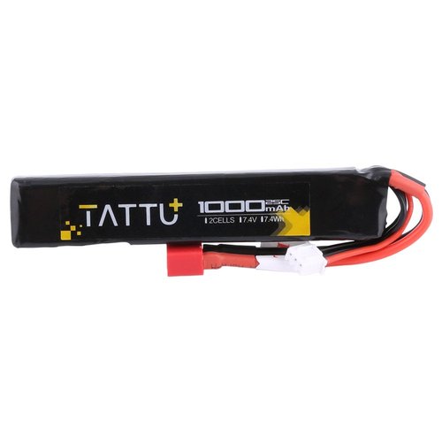 Tattu 7.4V Airsoft LiPO Battery with T Connector, 1000mAh 25C 2S Battery Pack for Airsoft Gu-ns