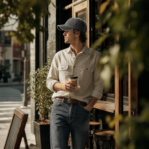 GESERESON Medium Black Vintage Washed Cotton Baseball Cap - Adjustable Dad Hat