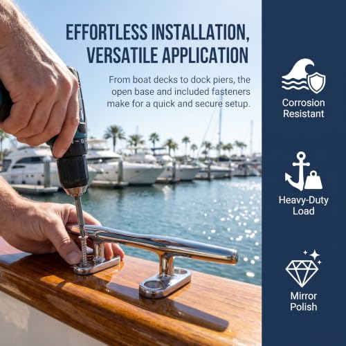 MIZUGIWA 4-Inch Stainless Steel Boat Cleats Pack of 2 - Silver Marine Dock Hardware