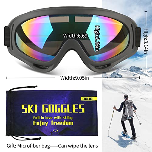 Snow Goggles 2 Pack - UV Protection Anti-Scratch, One Size Gray