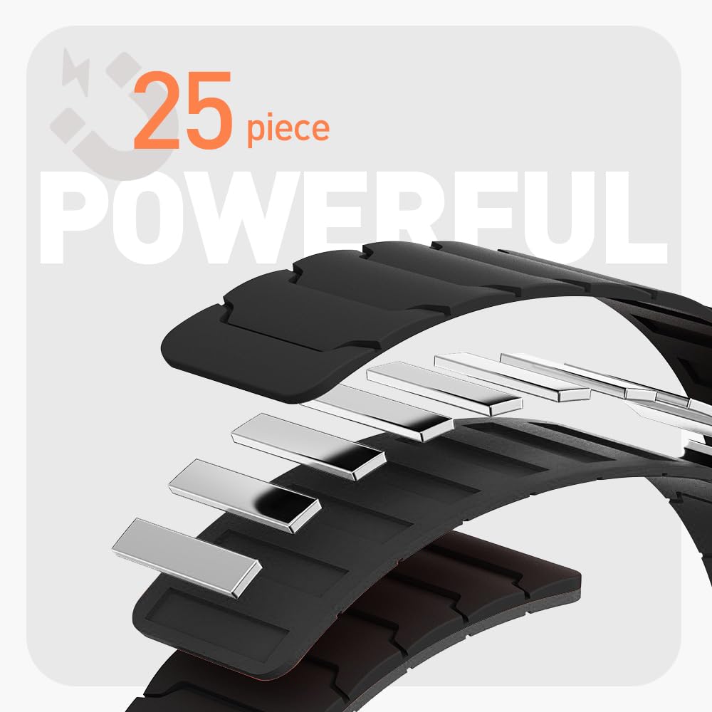 LYSANDRA 20mm, 22mm Magnetic Watchband Compatible with Moto Watch 120 Band, Silicone Sport Strong Magnet Strap for 70, 100, 120, 360 3rd Gen 2020 Smartwatch (Black, for 22mm size band)